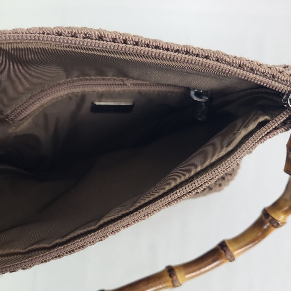 The Sak Beige Crochet Wooden Handled Tote Bag with Silver Hardware - Picture 5 of 6